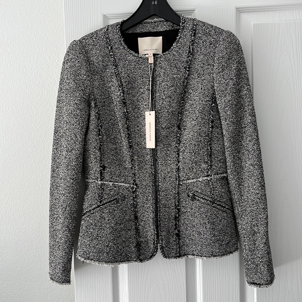 Rebecca Taylor Black and White Tweed Blazer